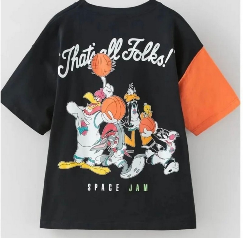 5-14 Yaş Aralığı Spacejam Turuncu Kol Detay Tshirt