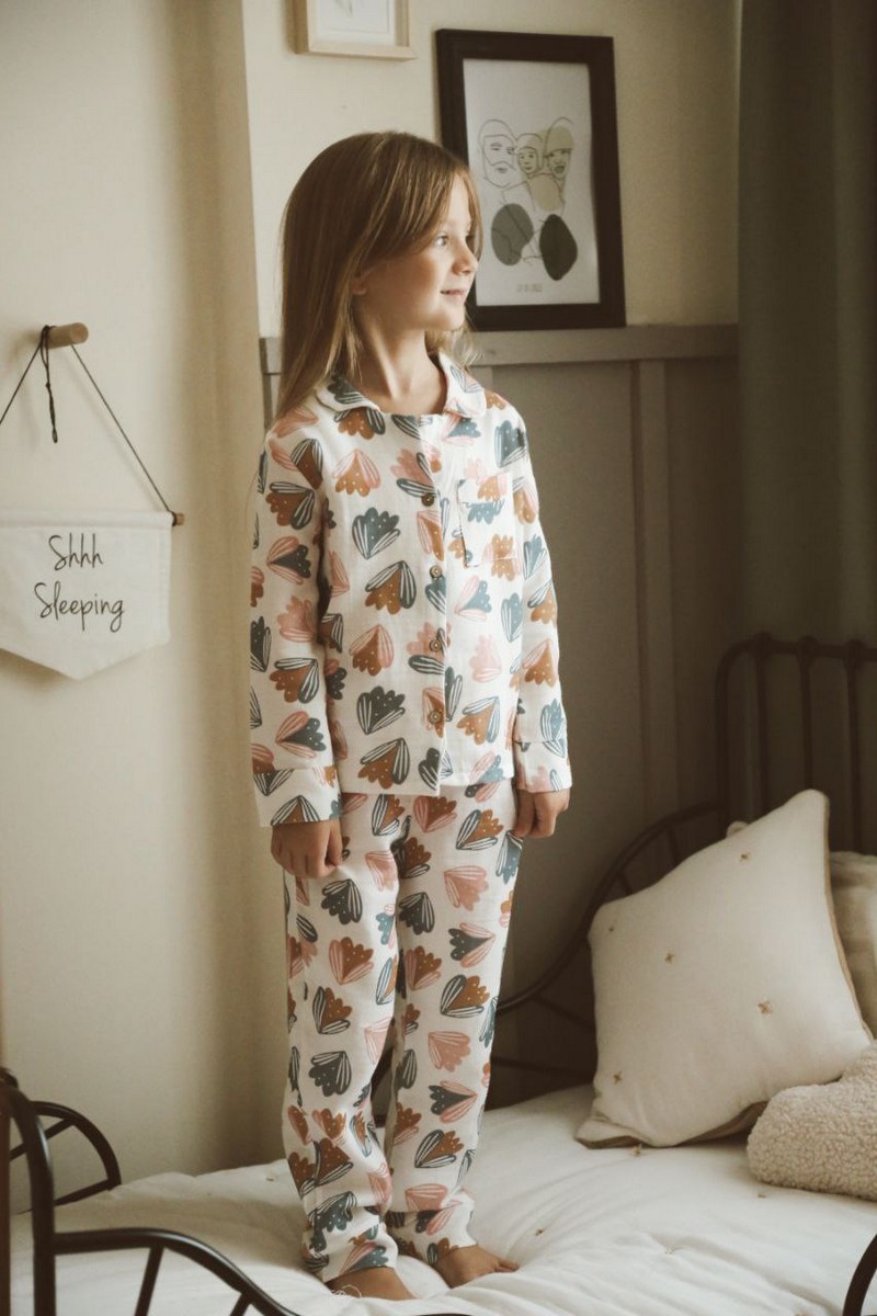 4-12 Yaş Aralığı Koton Müslin Çiçekli Pijama Takımı