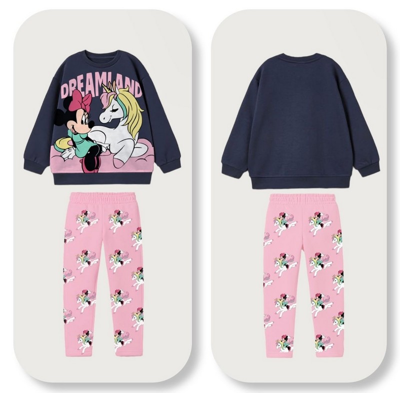 2-8 Yaş Aralığı Minnie&Unicorn Baskılı Fitilli Taytlı Takım