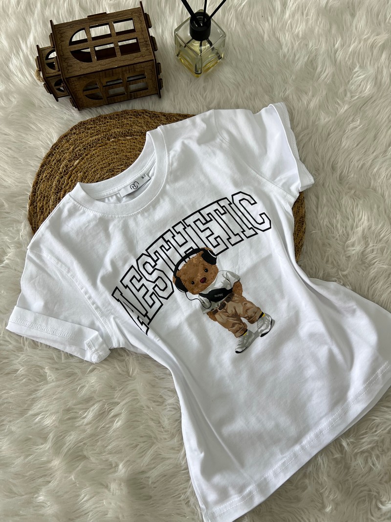 8-14 Yaş Teddy T-shirt Beyaz