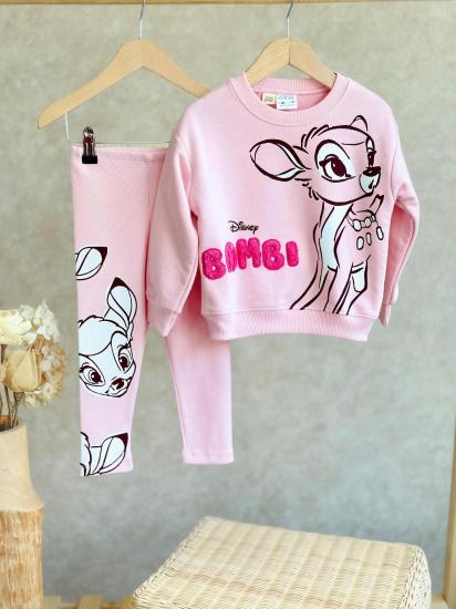 2-8 Yaş Bambi Dokulu Plush Nakış Detaylı Taytlı Takım